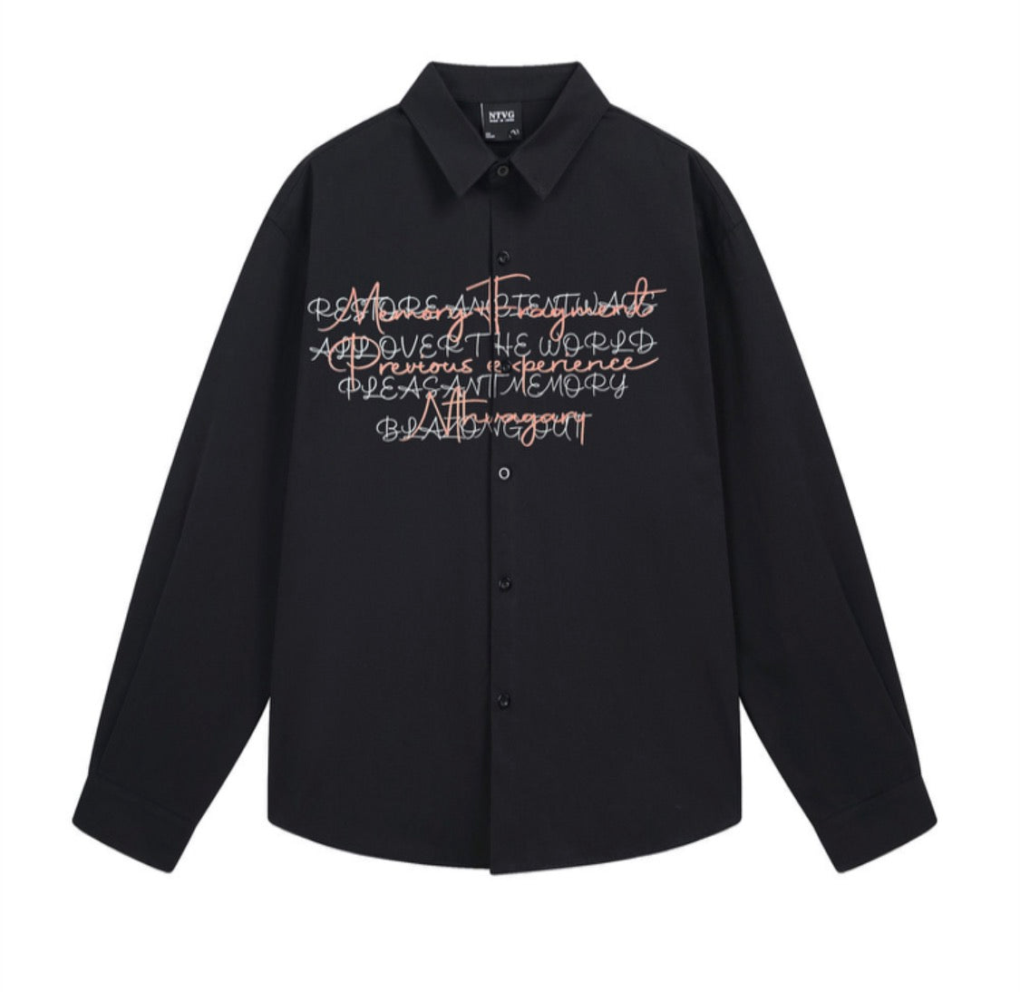 Hand-Painted Letter Print Long-Sleeved Shirt